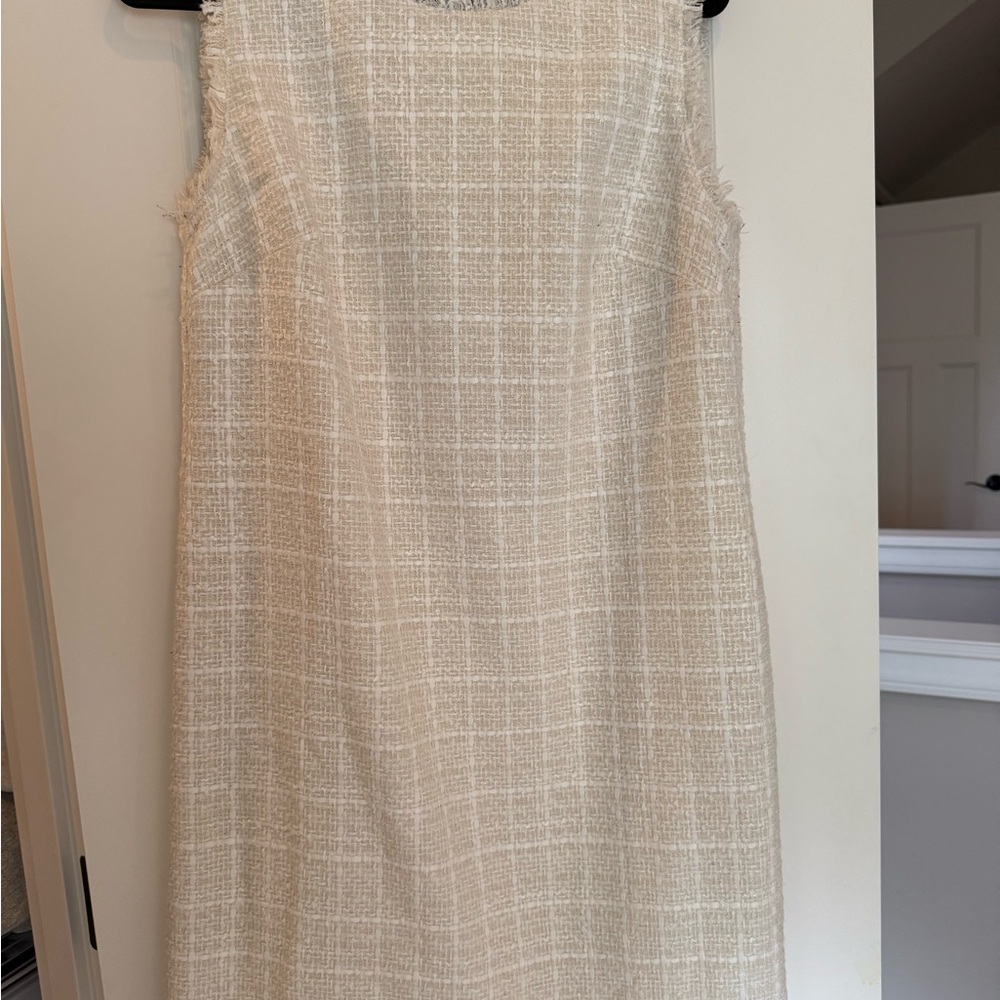 Ann Taylor Cream Textured Midi Dress